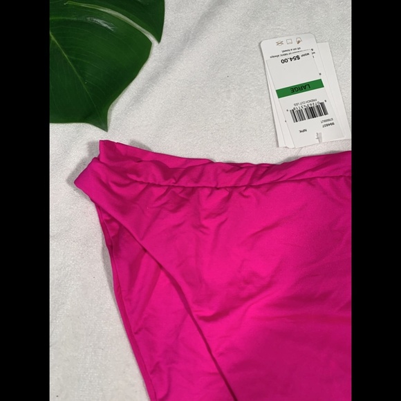 NWT $54‎ BECCA High Waist French Cut Bikini Bottoms in Neon Pink [SZ Large ] - Picture 6 of 11